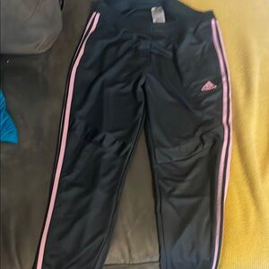 Adidas Charcoal and Pink Track Pants